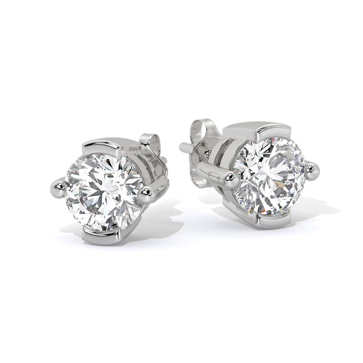 Solitaire Crest Round Diamond Studs