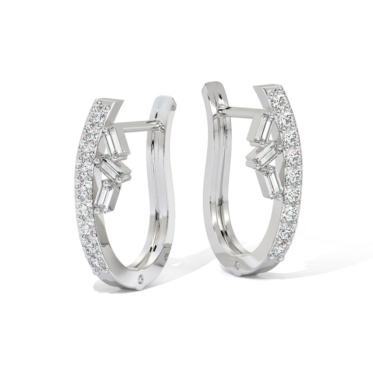 Elegant Curve Diamond Hoops