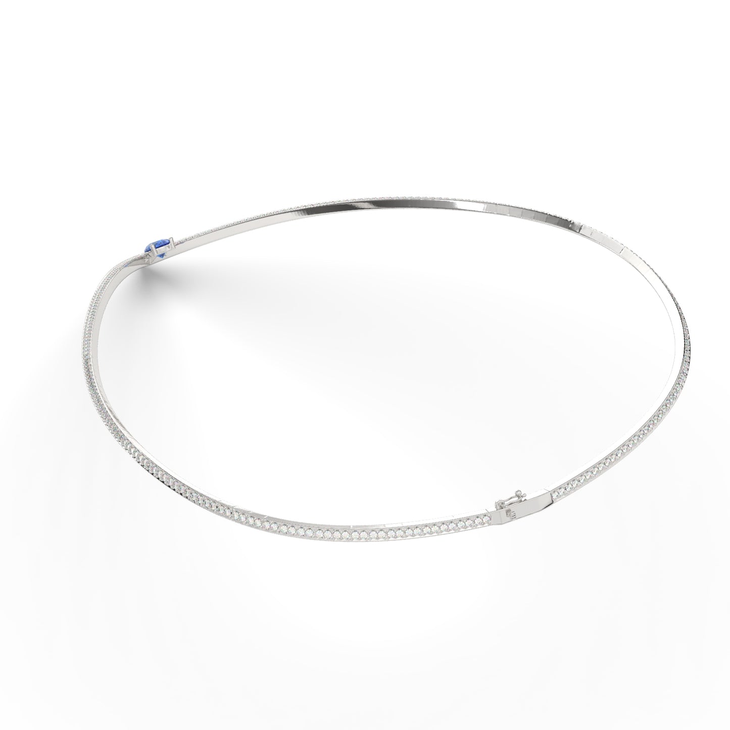 V-Cut Blue Sapphire Diamond Necklace