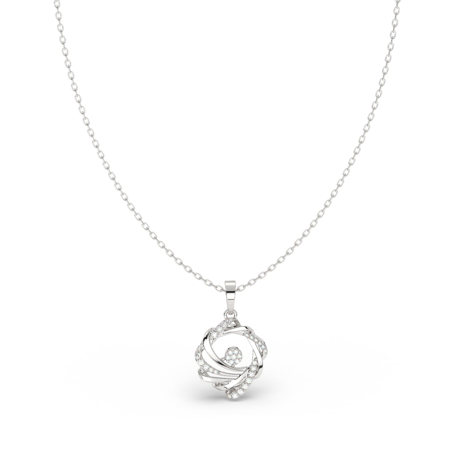 Radiant Swirl Diamond Pendant