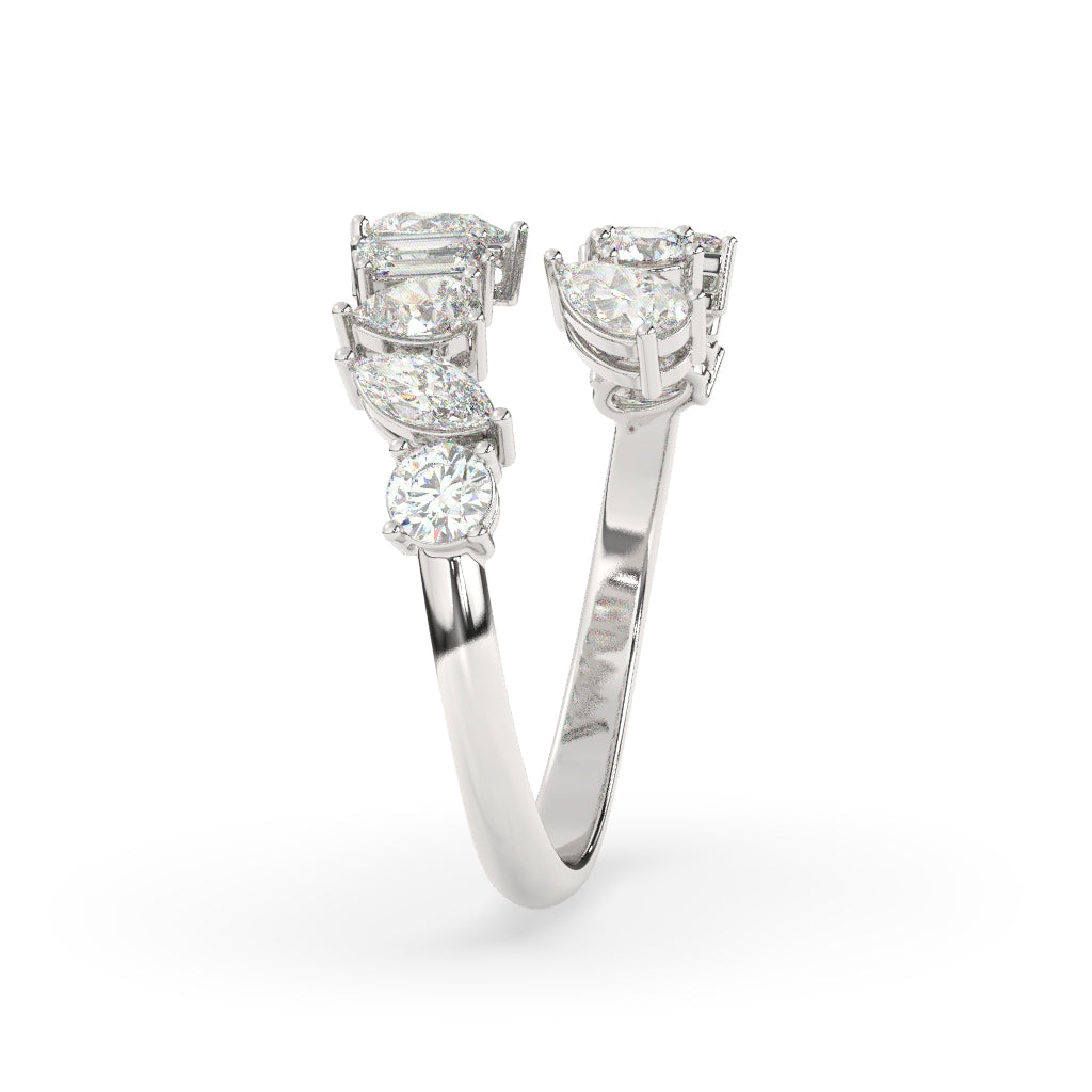 Multi-Cut Diamond Open Ring