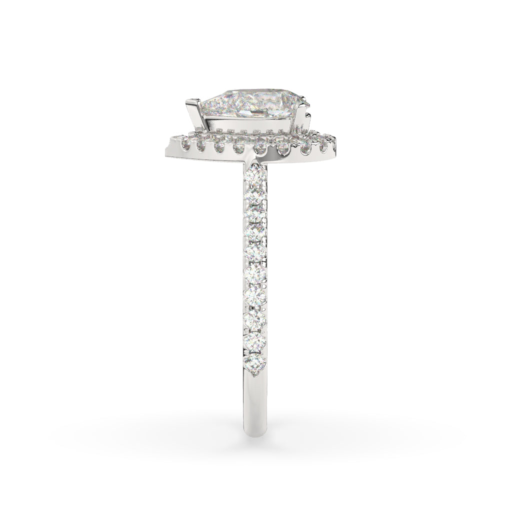 Pear-Shaped Diamond Halo Ring