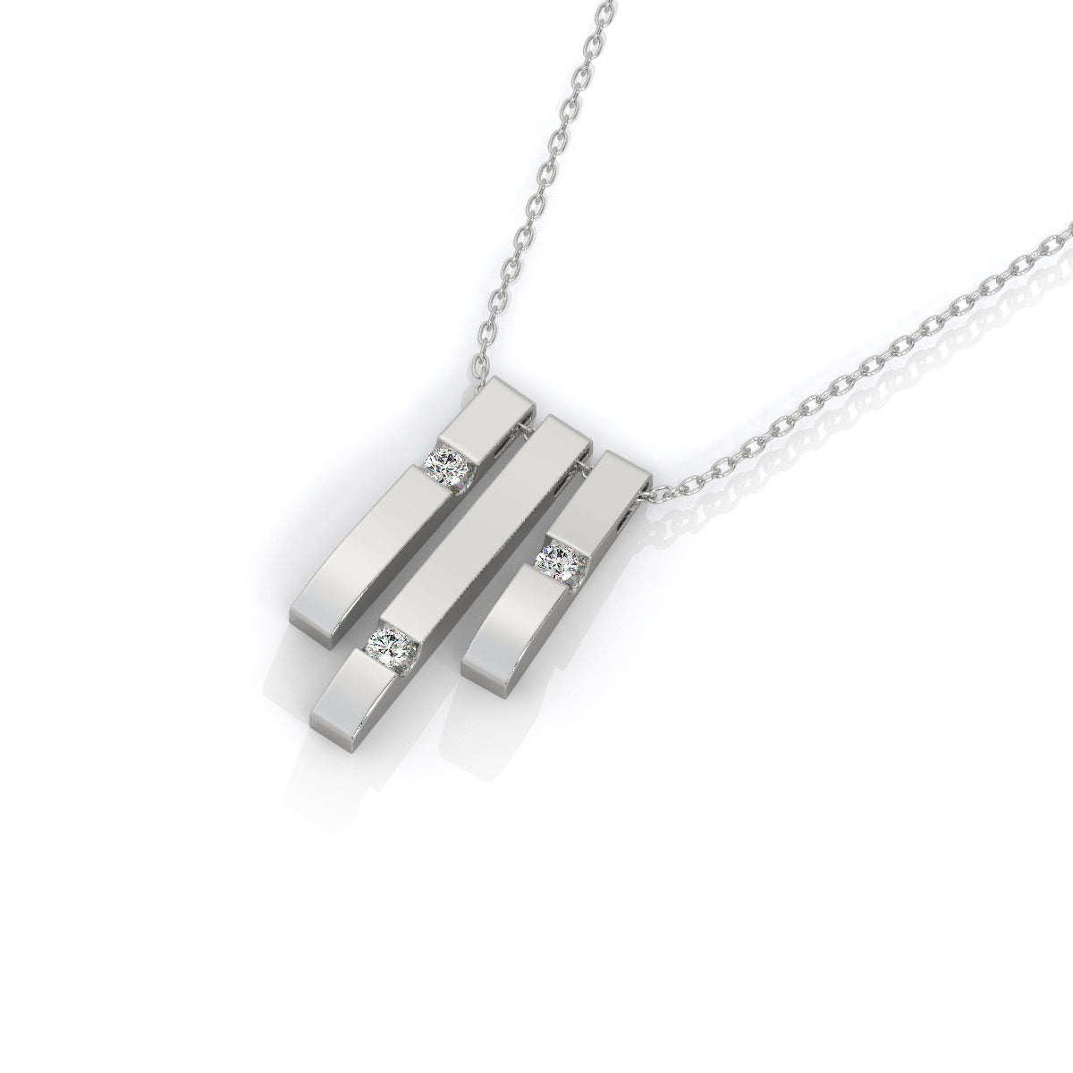 Trio Tone Diamond Bar Pendant