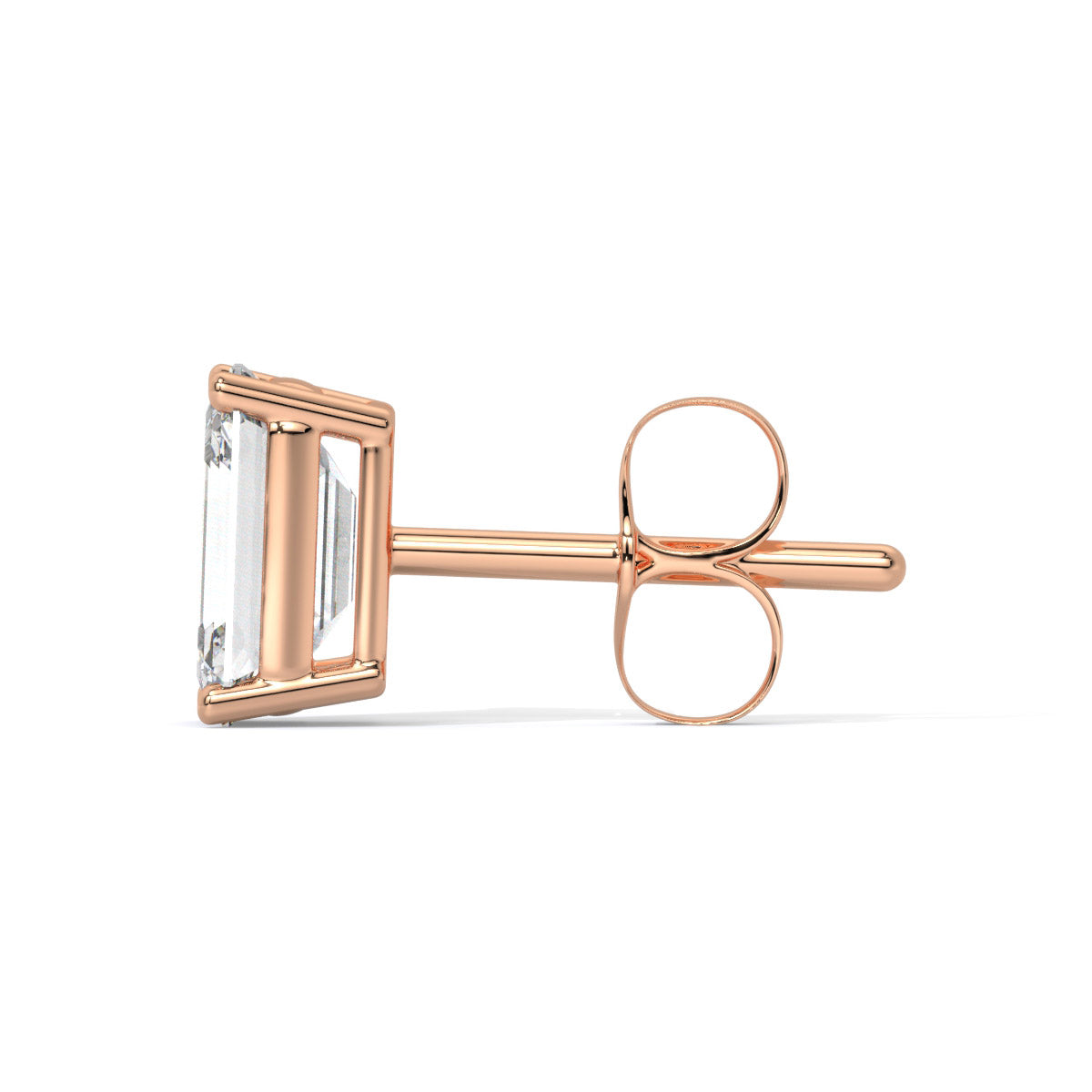 Emerald-Cut Men's Diamond Stud
