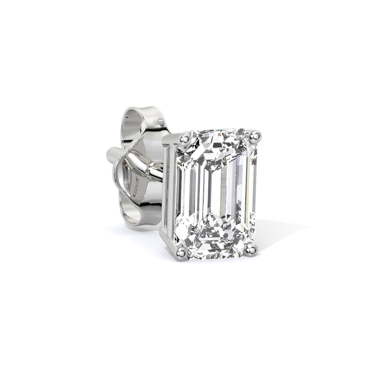 Emerald-Cut Men's Diamond Stud