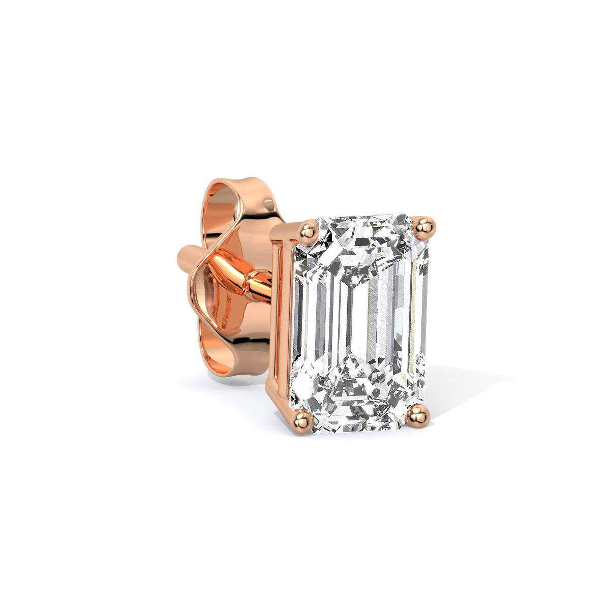 Emerald-Cut Men's Diamond Stud