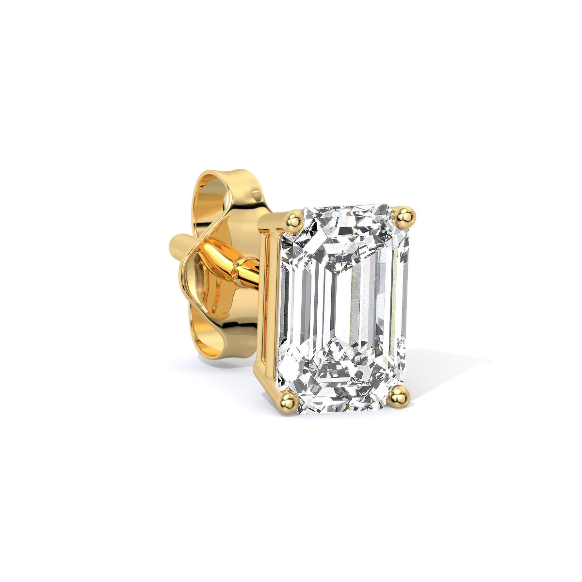 Emerald-Cut Men's Diamond Stud