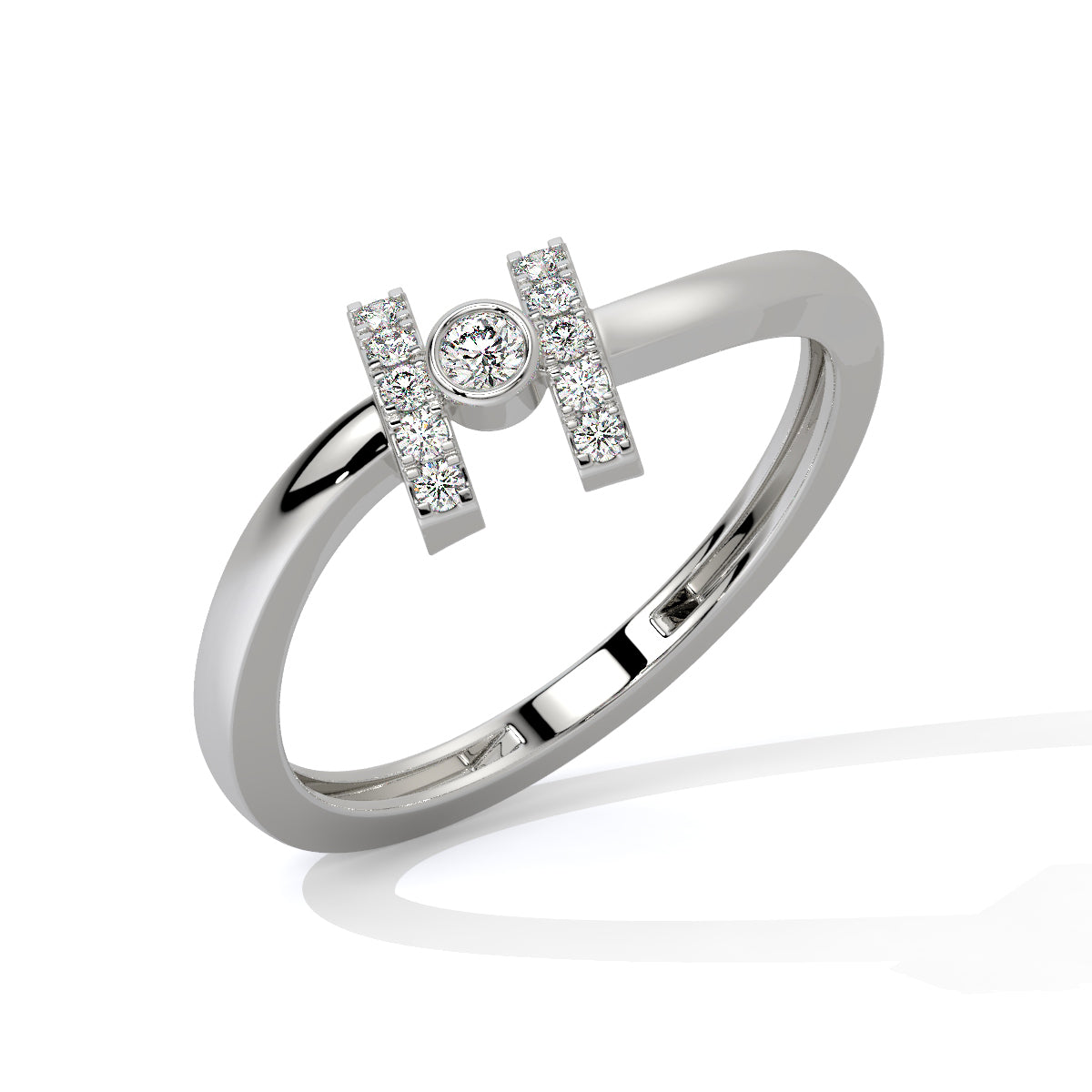 Gleam Hinge Modern Art Diamond Ring