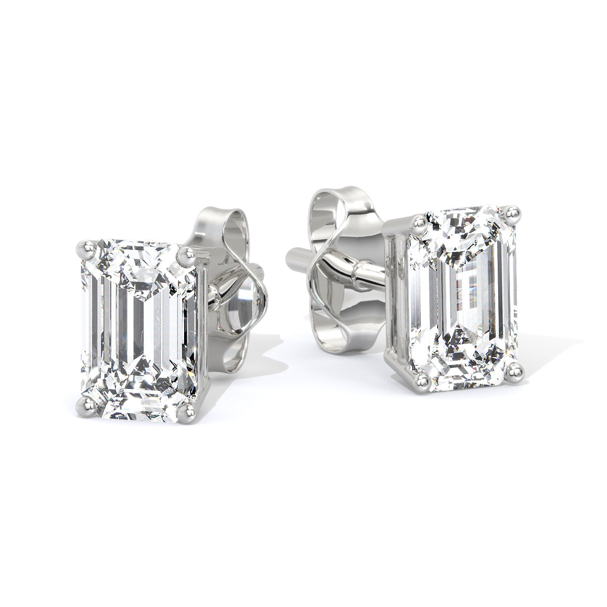 Emerald-Cut Diamond Studs