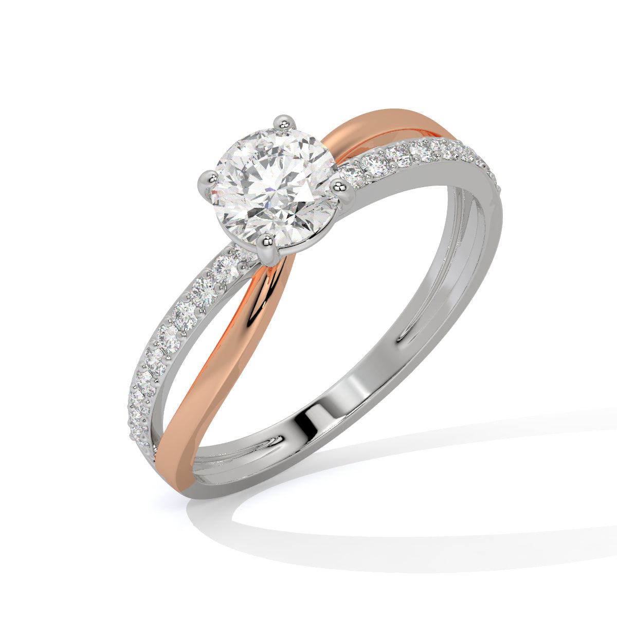 Graceful Harmony Dual-Tone Diamond Ring