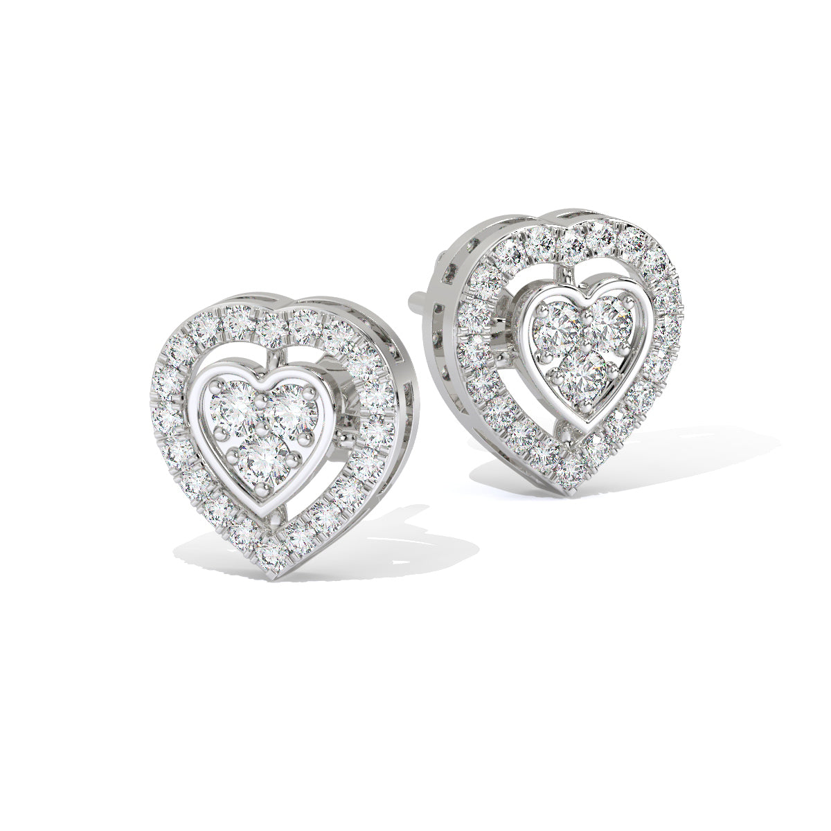 Pure Love Diamond Heart Studs