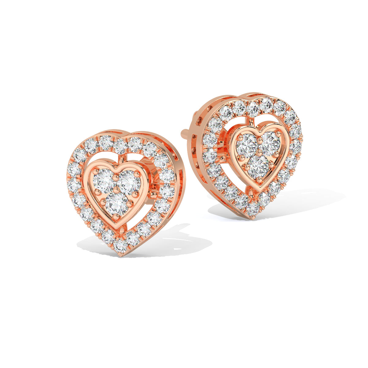Pure Love Diamond Heart Studs