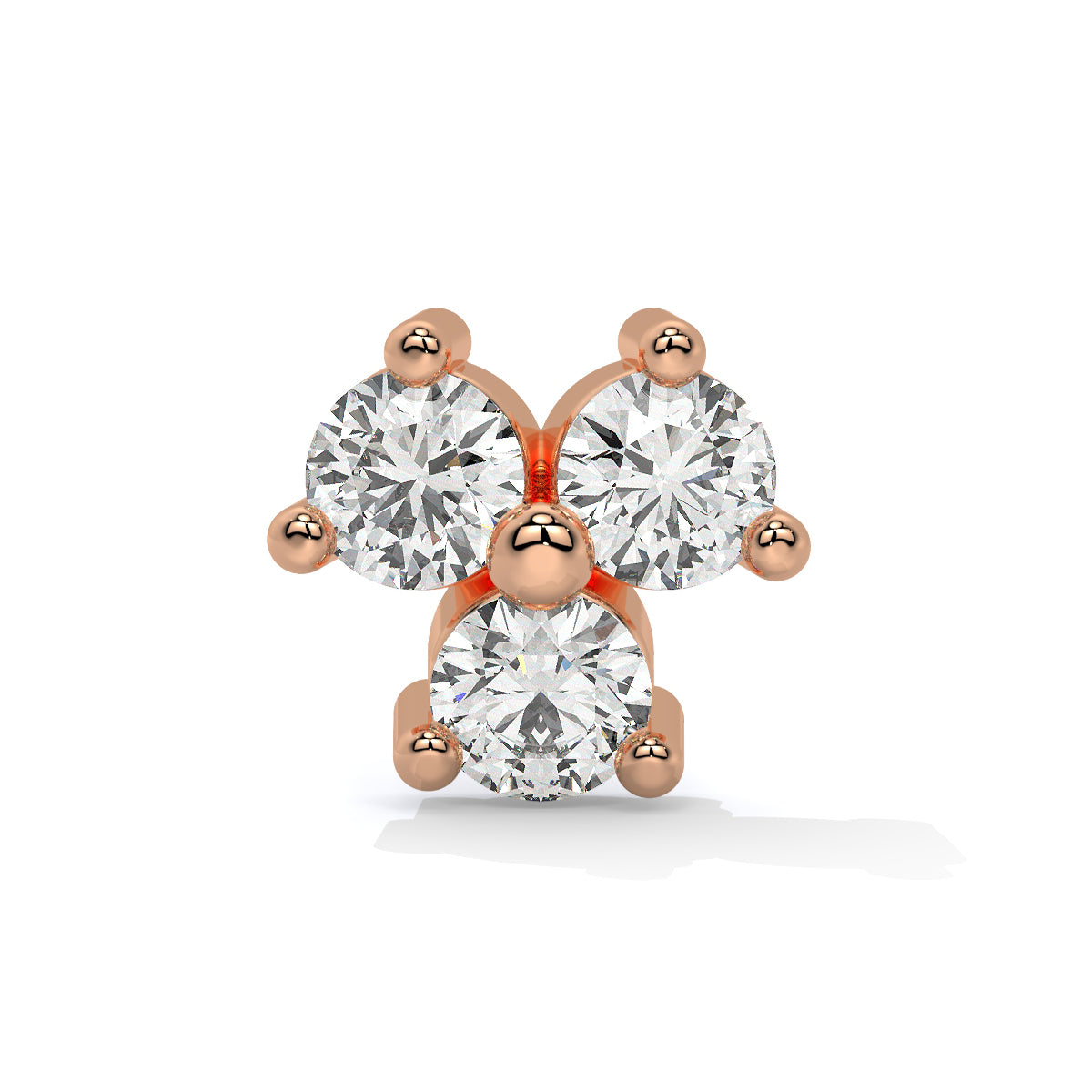 Lustrous Quad Diamond Nose Pin