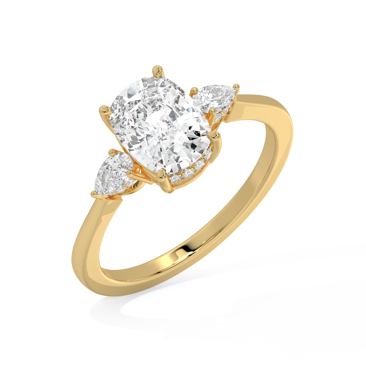 Cushion-Cut Three-Stone Ring