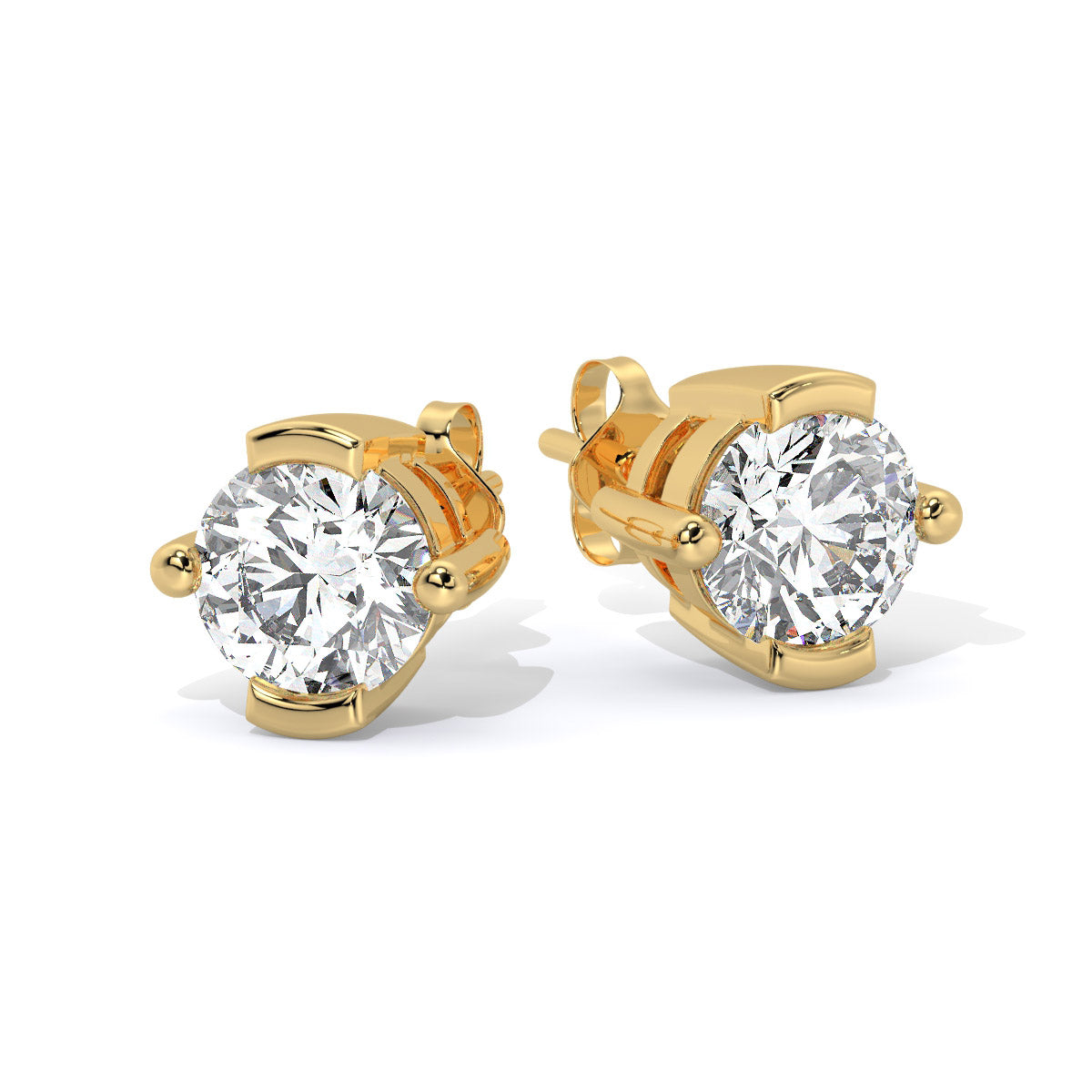 Solitaire Crest Round Diamond Studs