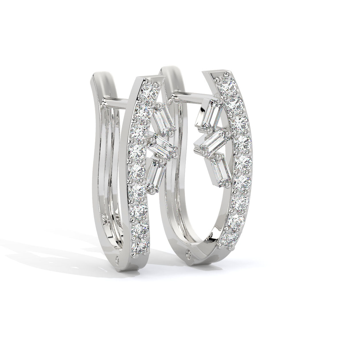 Elegant Curve Diamond Hoops