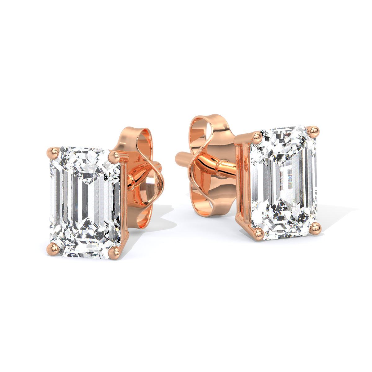 Emerald-Cut Diamond Studs