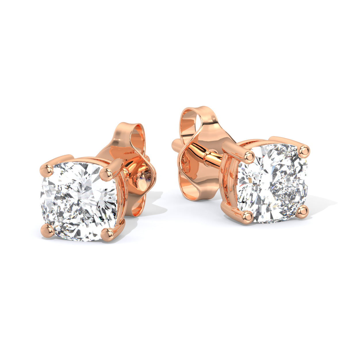 Cushion-Cut Diamond Studs