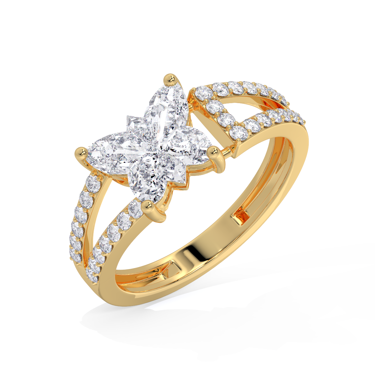 The Flutter Diamond Split-Shank Ring