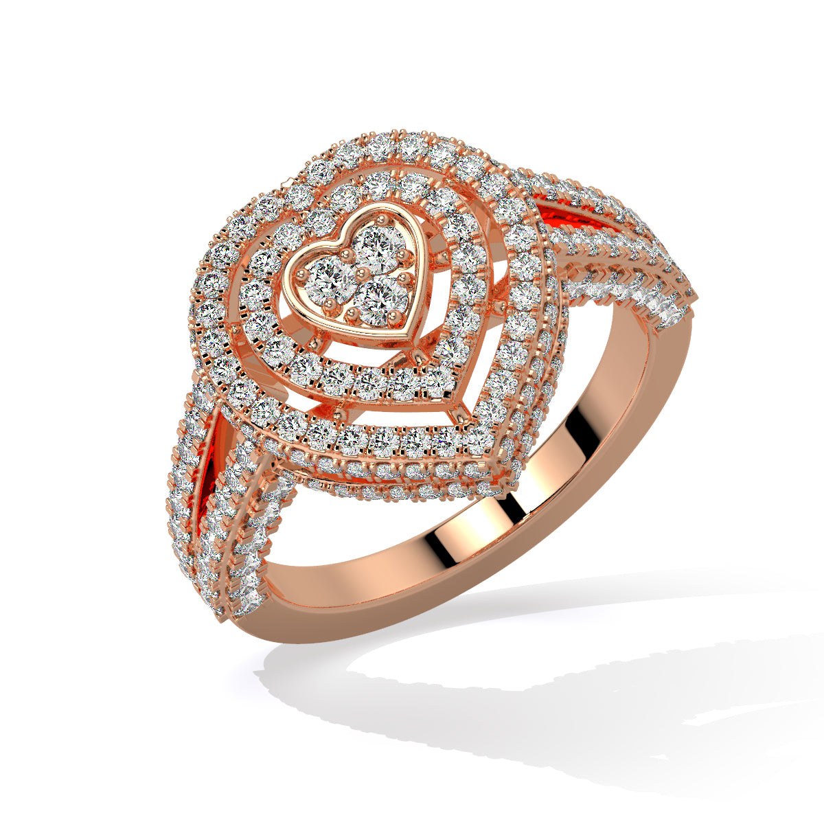 Triple Heart Diamond Ring