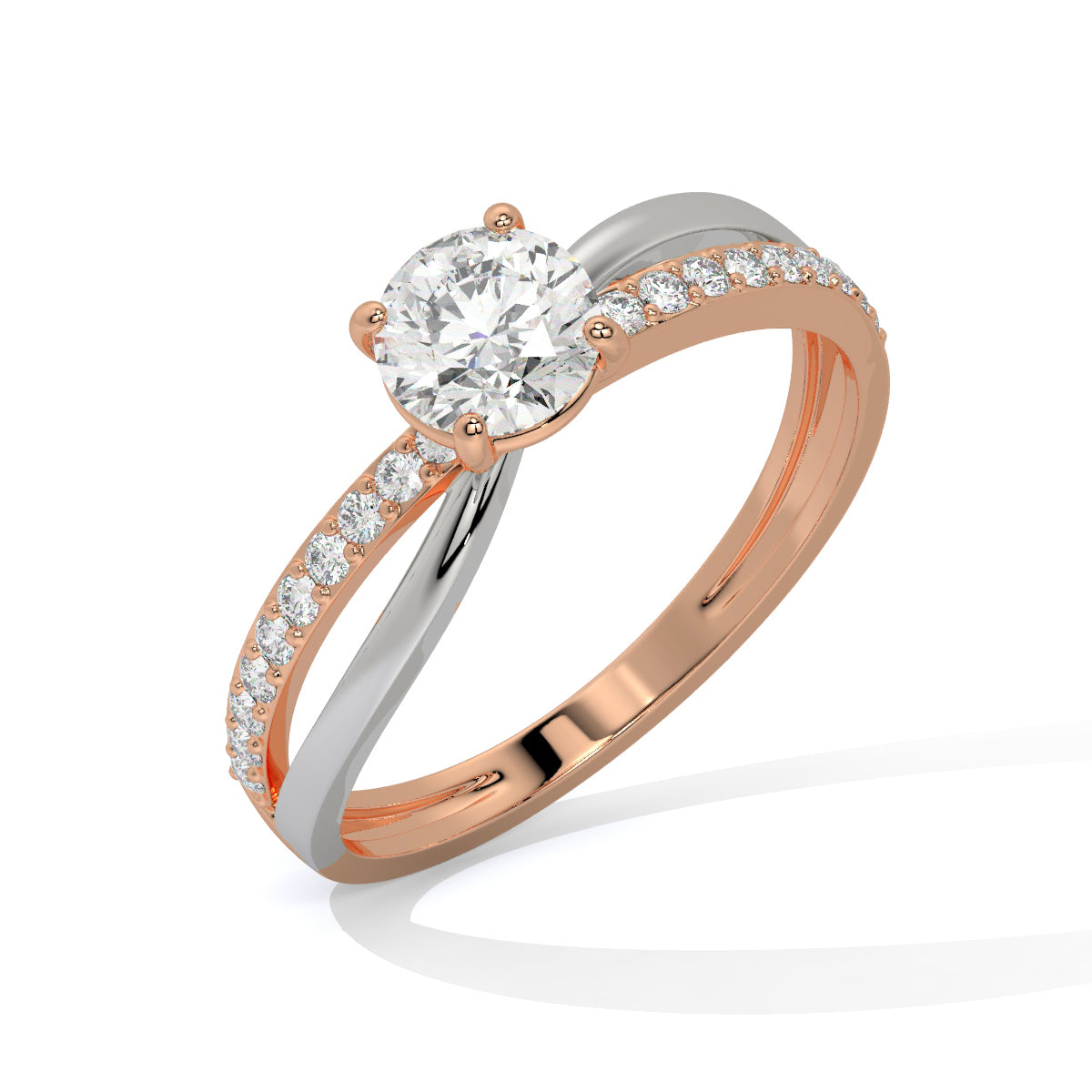 Graceful Harmony Dual-Tone Diamond Ring