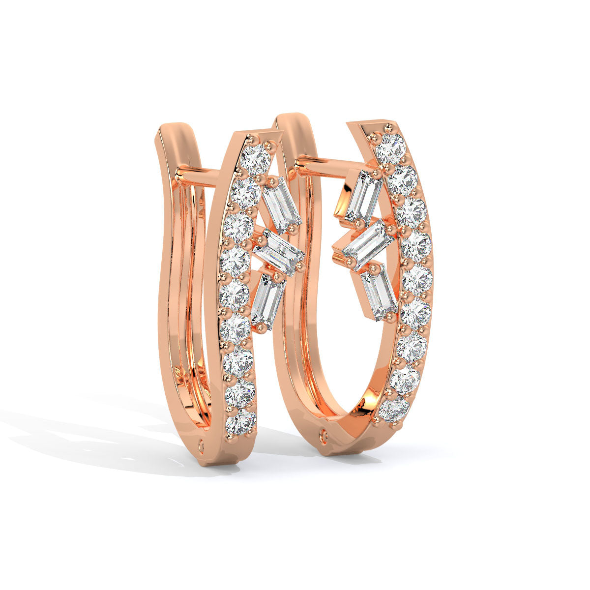 Elegant Curve Diamond Hoops