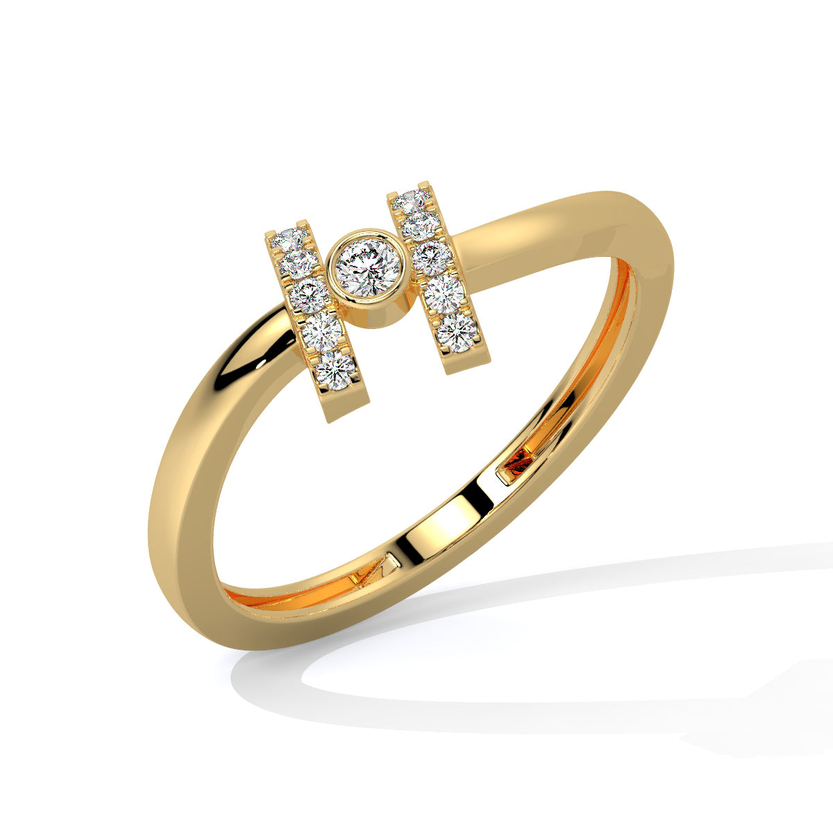 Gleam Hinge Modern Art Diamond Ring