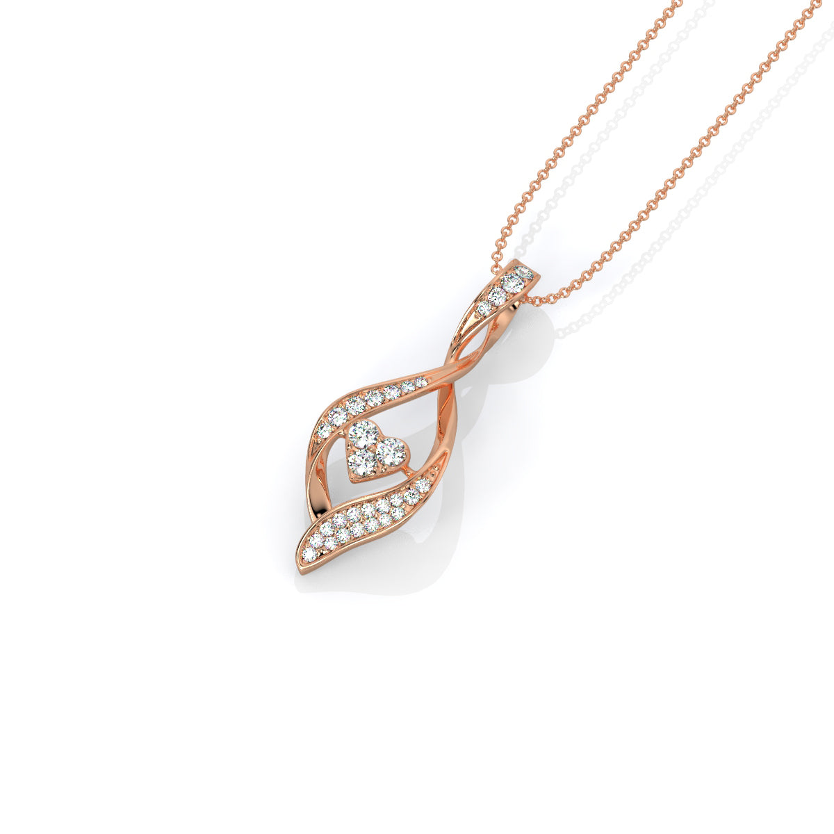 Fluid Motion Heart Diamond Pendant