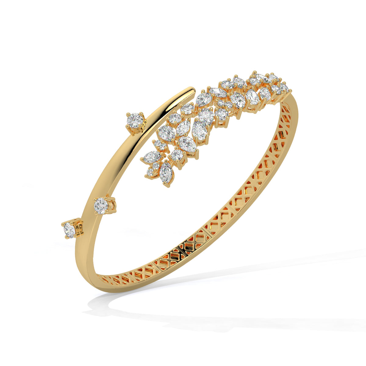 Gilded Blossom Diamond Vine Bangle