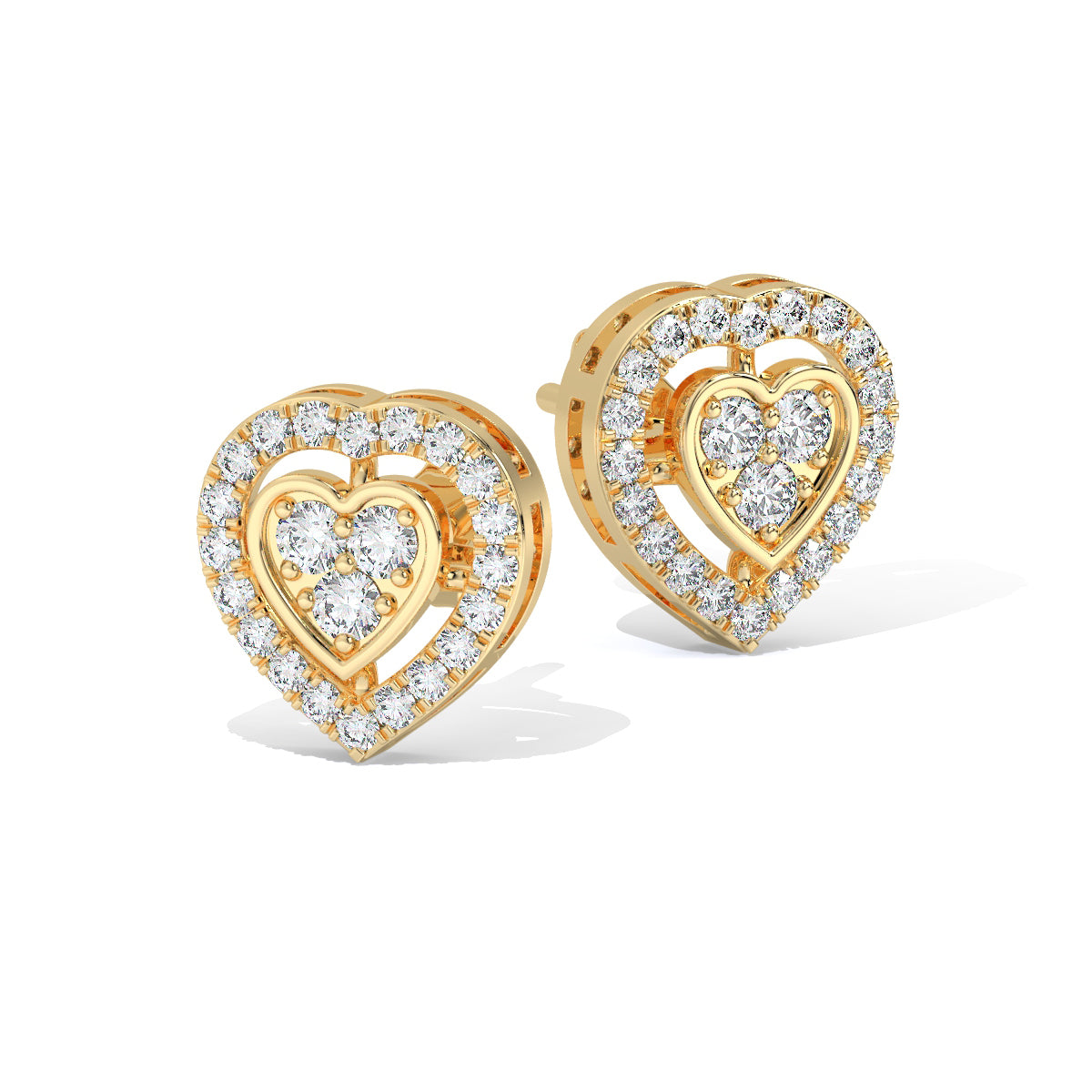 Pure Love Diamond Heart Studs
