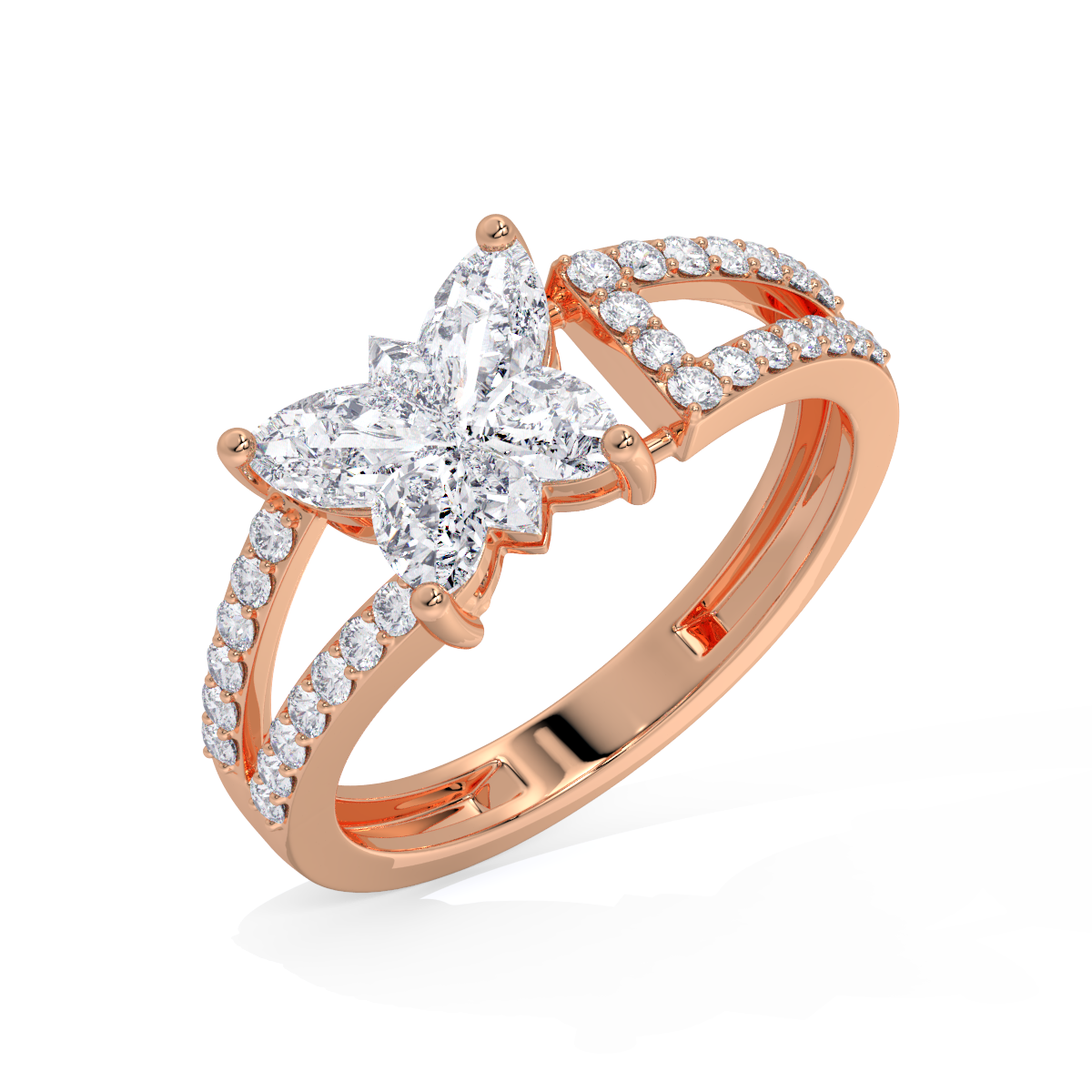 The Flutter Diamond Split-Shank Ring