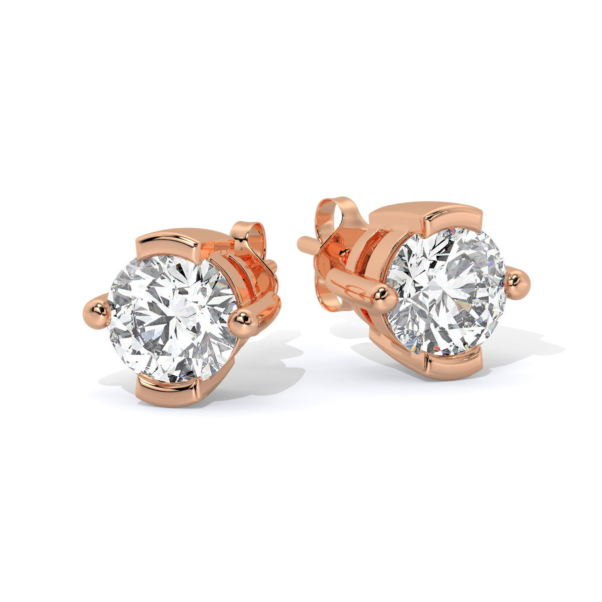 Solitaire Crest Round Diamond Studs