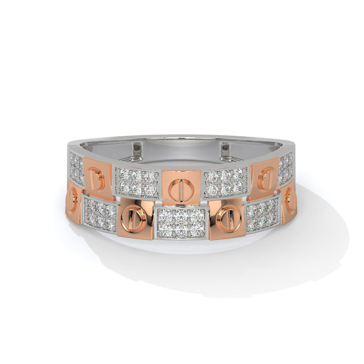 Screw Motif Luxe Dual-Tone Men's Diamond Ring