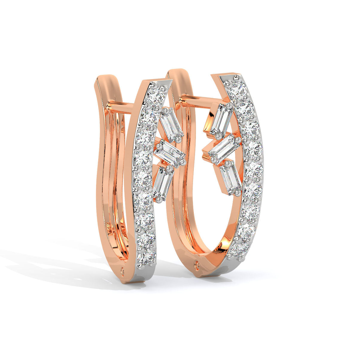 Elegant Curve Diamond Hoops