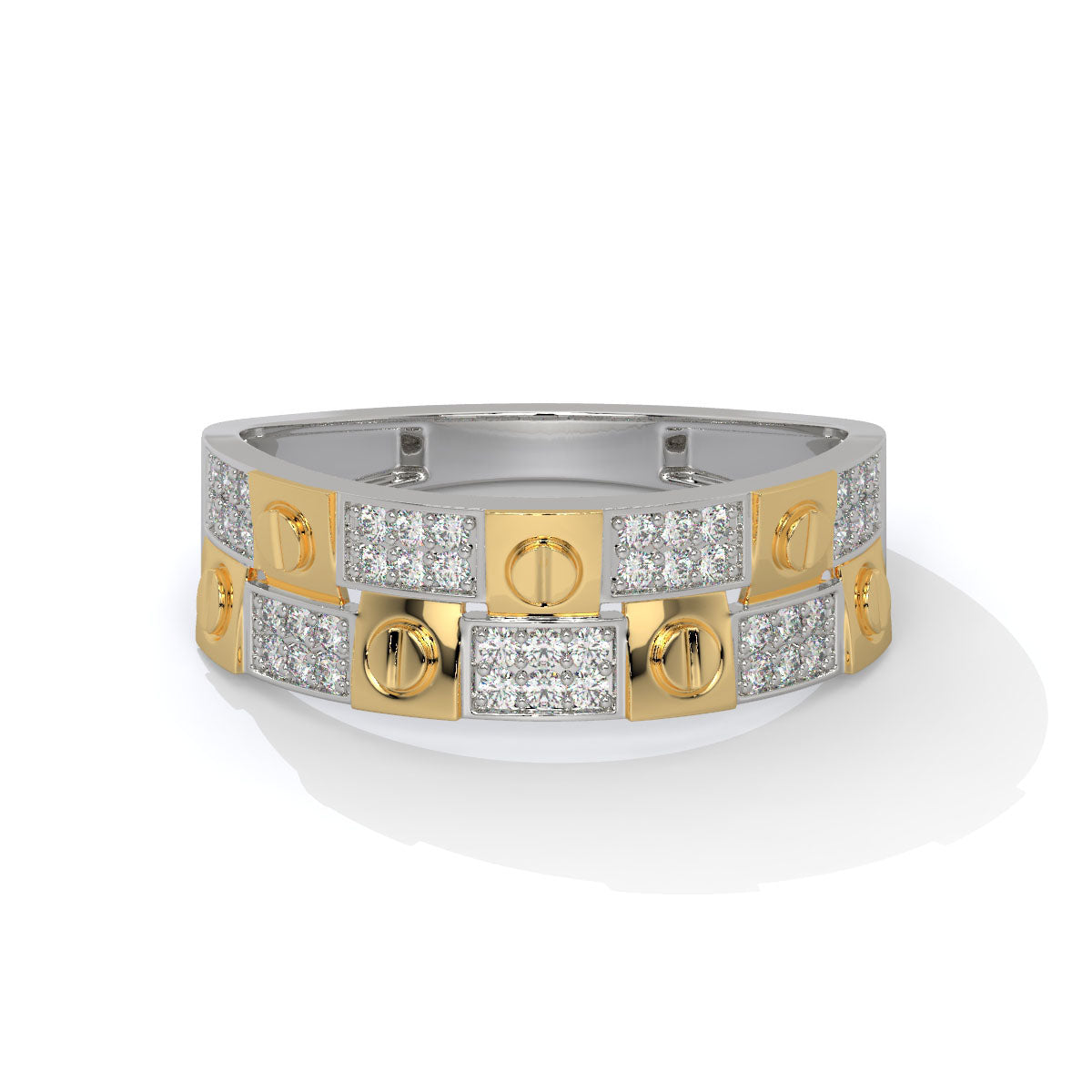 Screw Motif Luxe Dual-Tone Men's Diamond Ring