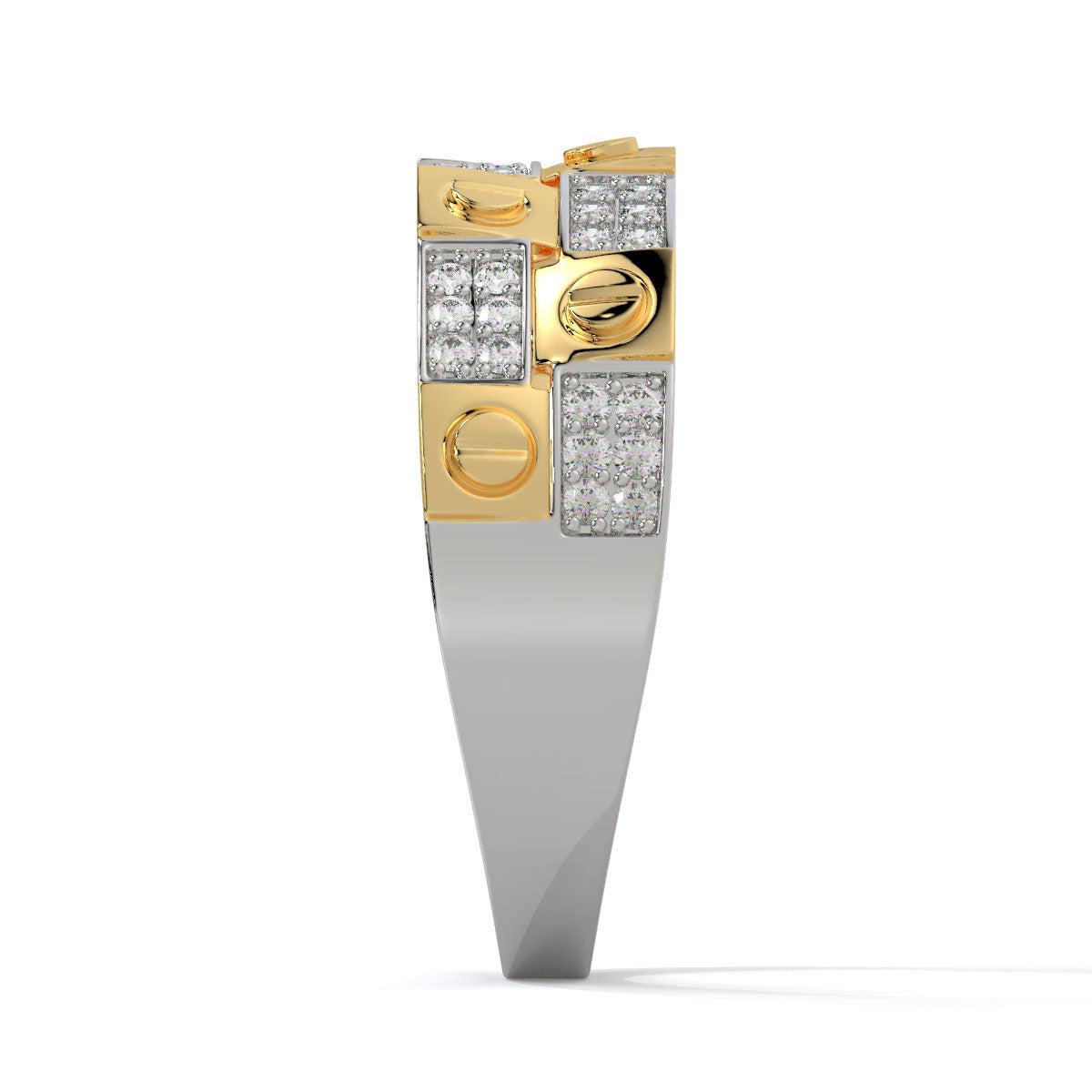 Screw Motif Luxe Dual-Tone Men's Diamond Ring