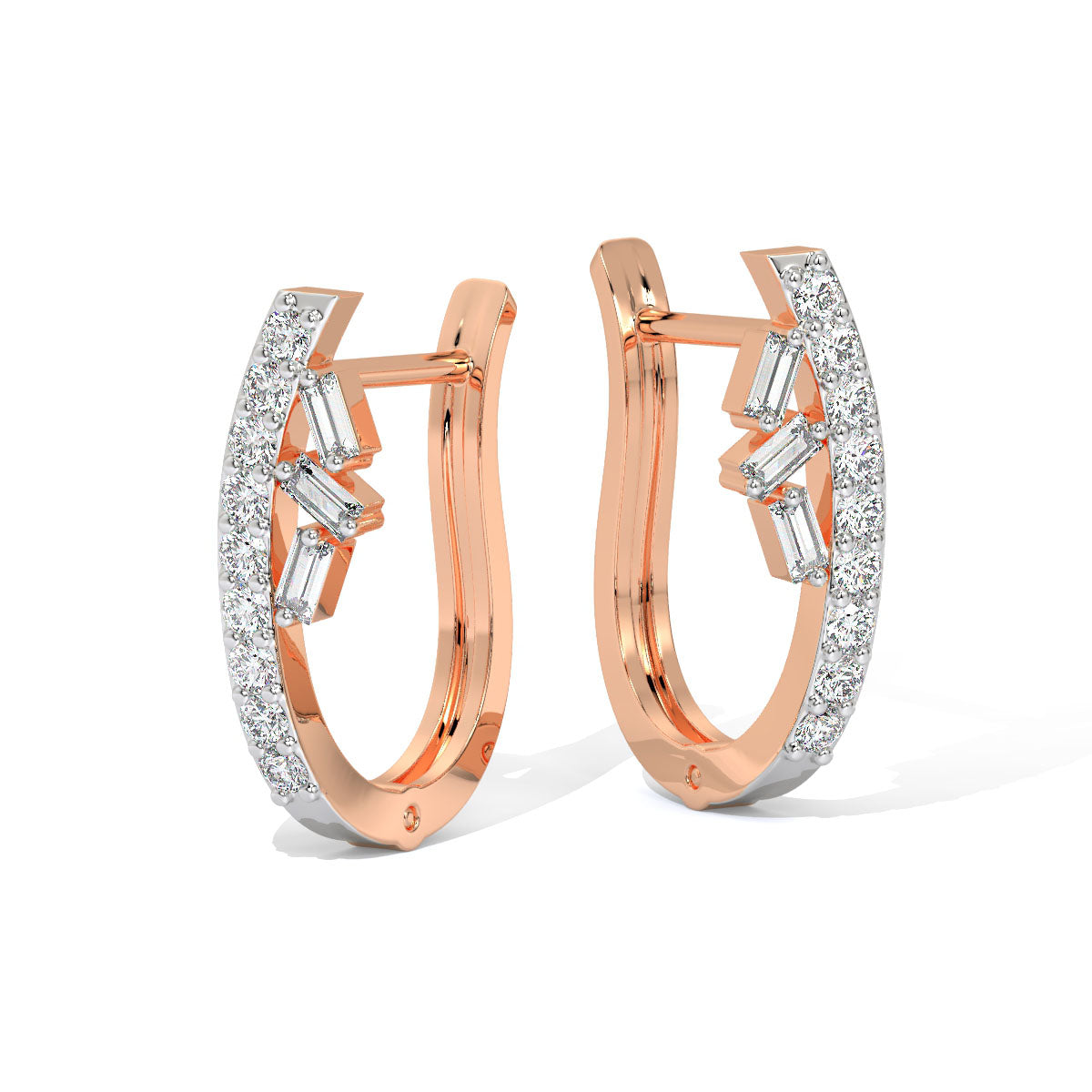 Elegant Curve Diamond Hoops