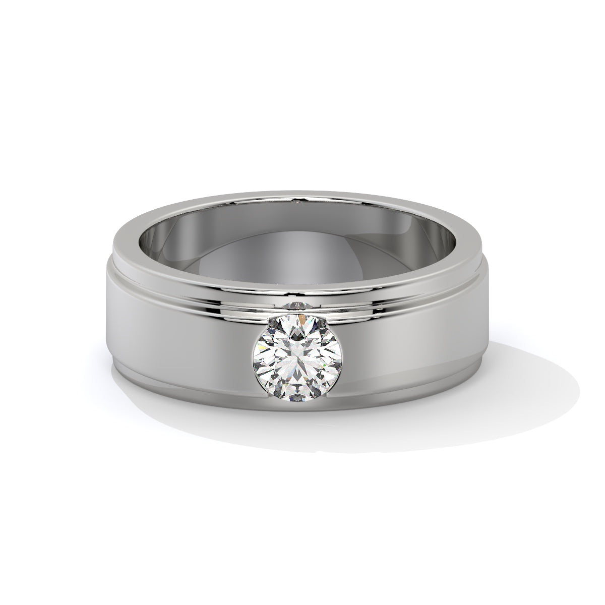 Bold Two-Tone Solitaire Diamond Ring