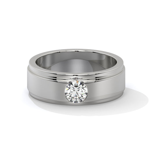 Bold Two-Tone Solitaire Diamond Ring