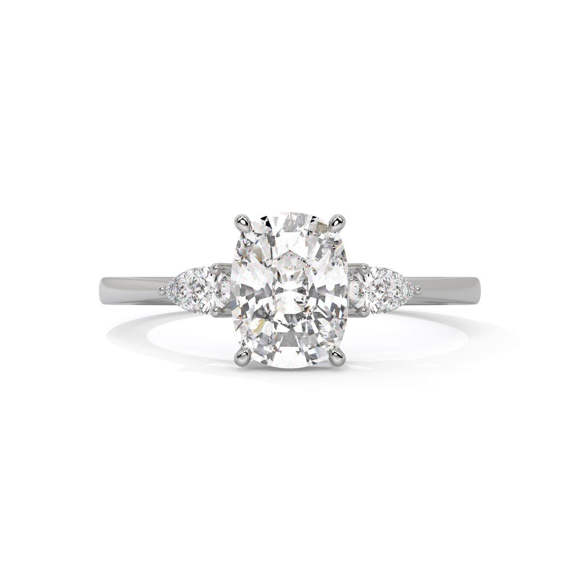 Cushion-Cut Three-Stone Ring