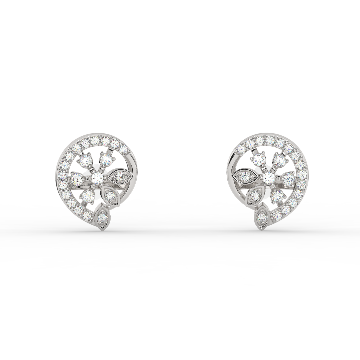 Floral Swirl Diamond Studs