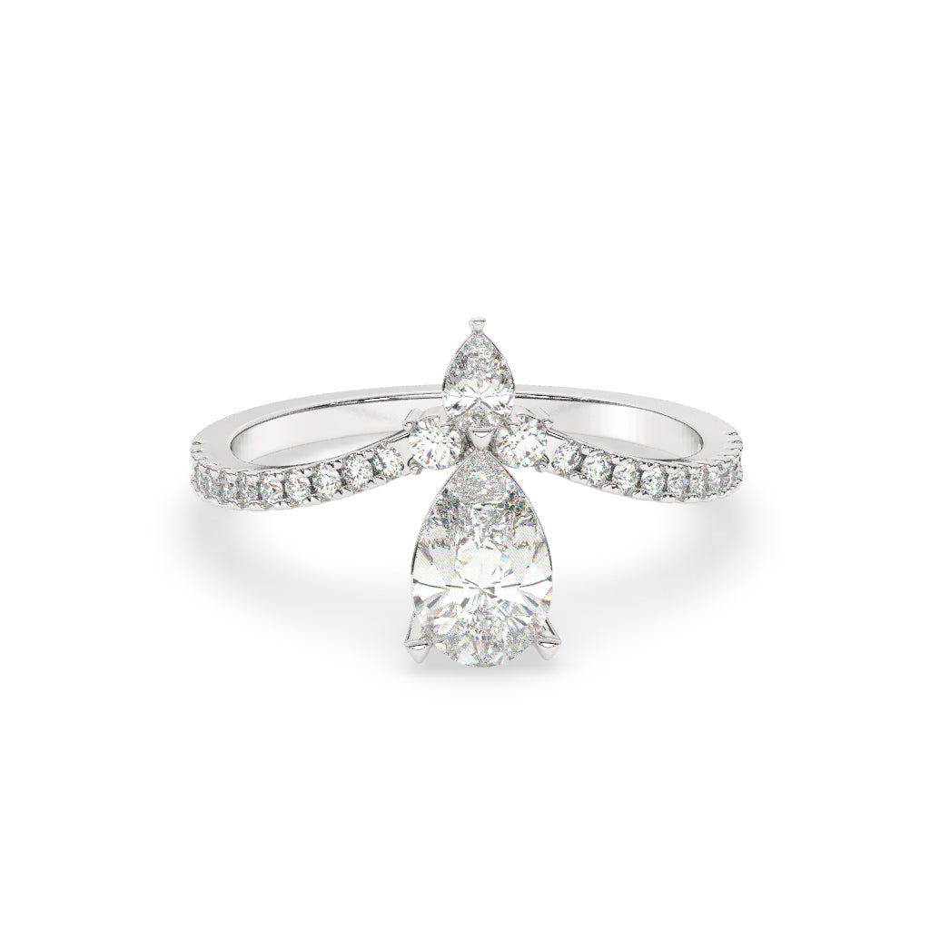 Pear-Cut Diamond Crossover Ring