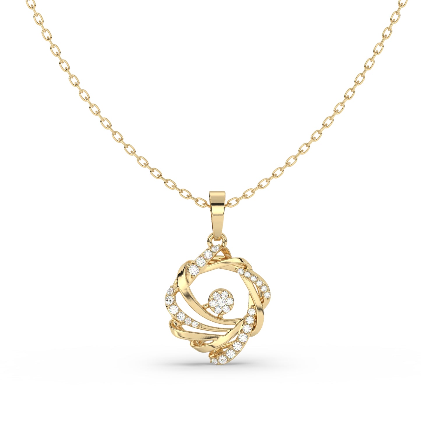 Radiant Swirl Diamond Pendant