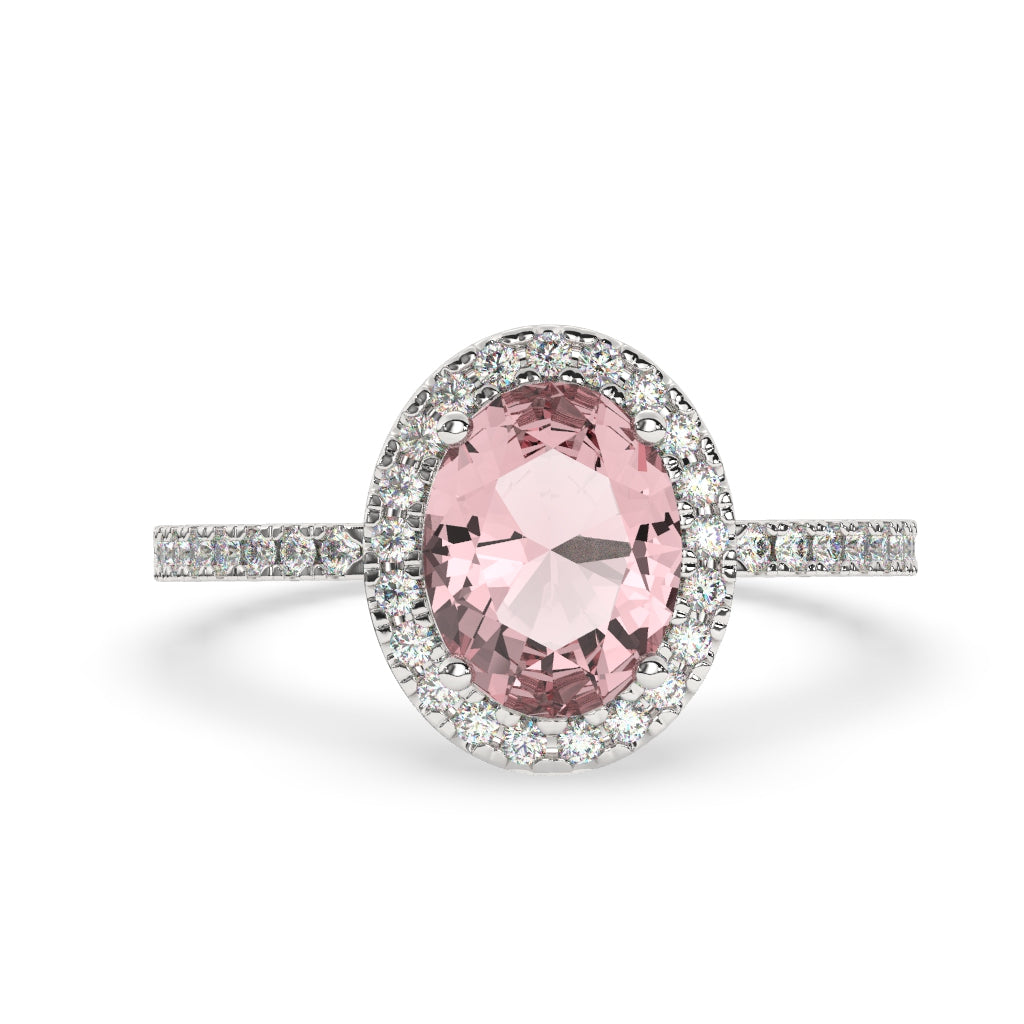Oval Pink Diamond Halo Ring