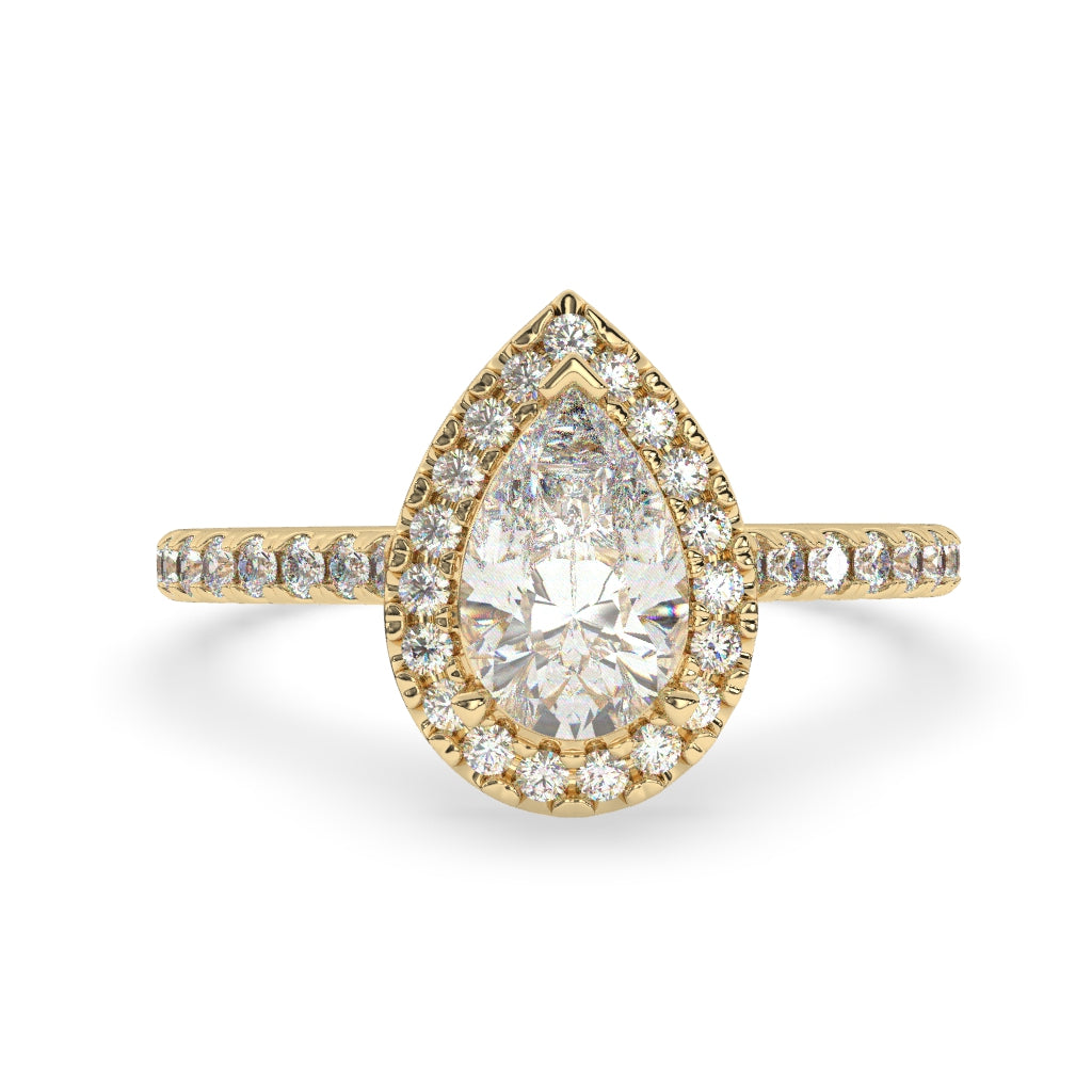 Pear-Shaped Diamond Halo Ring