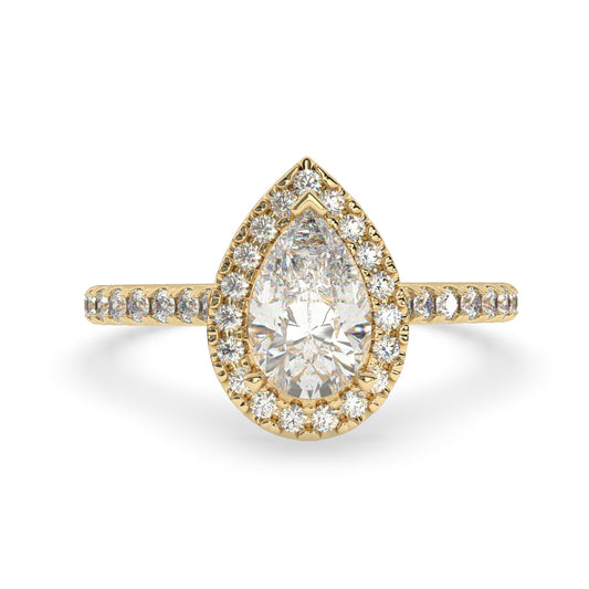Pear-Shaped Diamond Halo Ring