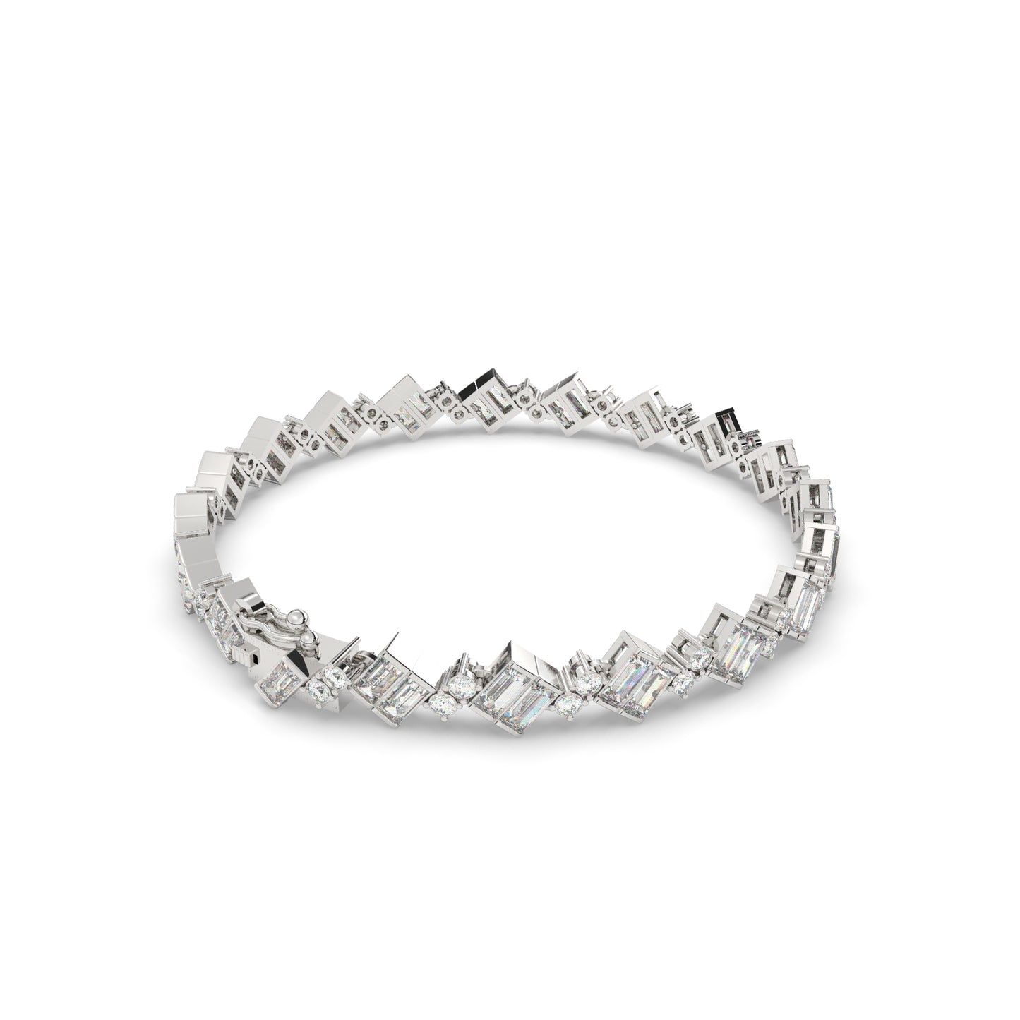 Modern Geometric Diamond Tennis Bracelet