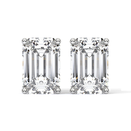 Emerald-Cut Diamond Studs