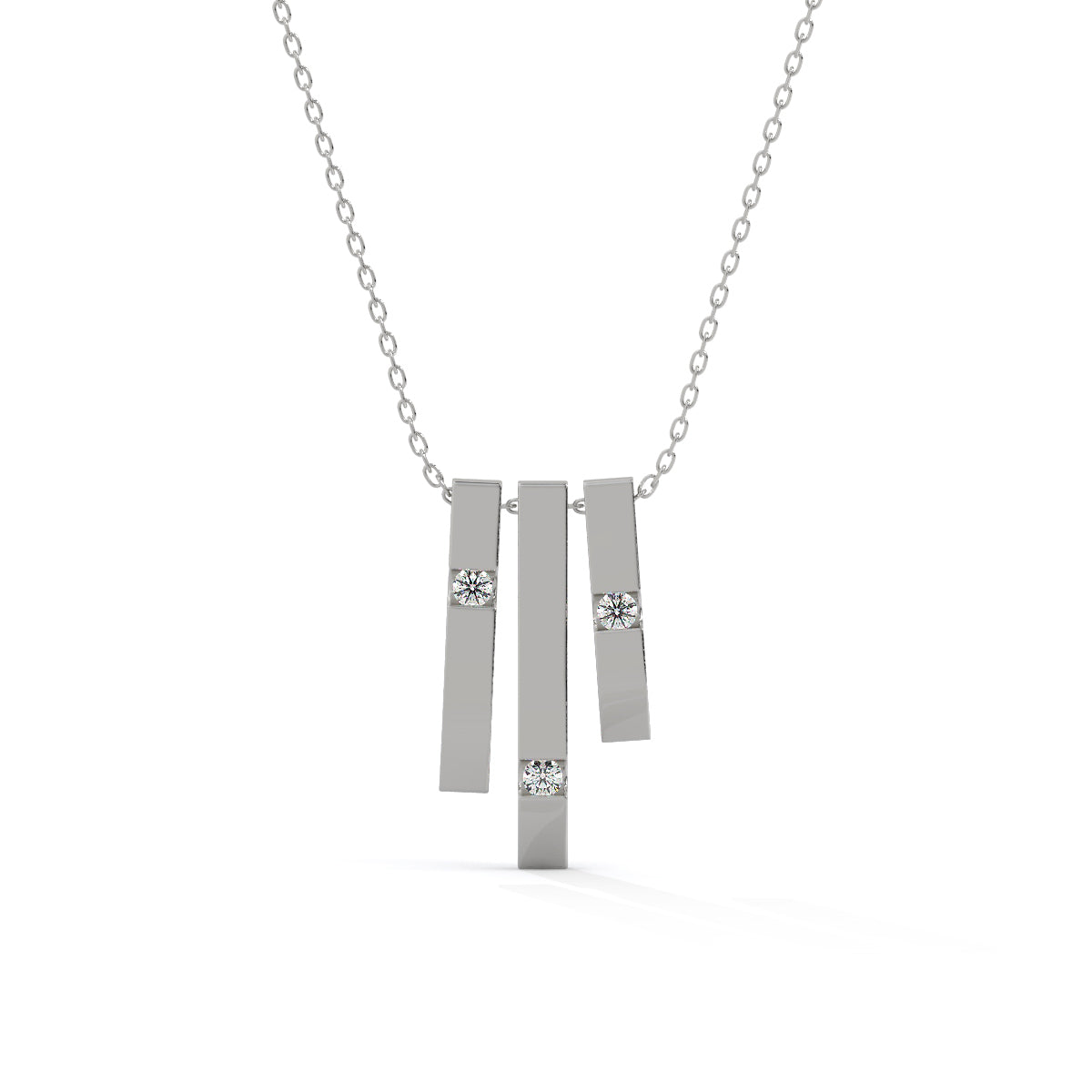 Trio Tone Diamond Bar Pendant