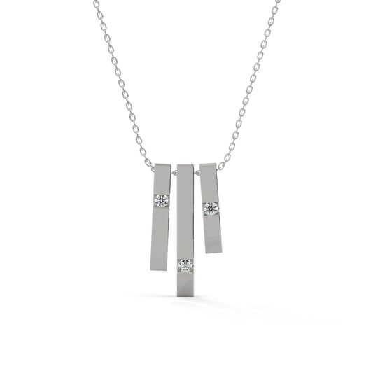 Trio Tone Diamond Bar Pendant